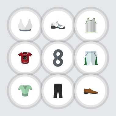 Düz elbise erkek Footware, Casual, pantolon ve diğer vektör nesneleri kümesi. Ayrıca pantolon, bluz, pantolon öğeleri içerir.