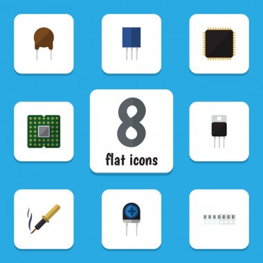 Düz elektronik Cpu, onarım, alıcı ve diğer vektör nesneleri kümesi. Ayrıca Fiildistor, Cpu, triyot öğeleri içerir.