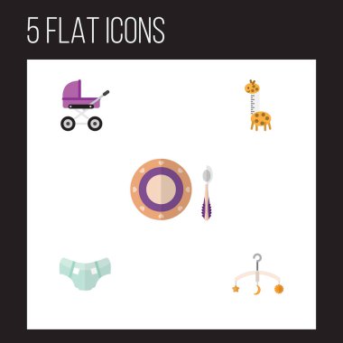 Düz çocuk cep, bebek arabası, Bebek plaka ve diğer vektör nesneleri ayarlayın. Ayrıca bebek bezi, bebek arabası, çocuk arabası unsurları içerir.