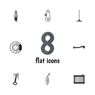 Düz otomatik Cambelt, ısıtıcı, teknoloji ve diğer vektör nesneleri kümesi. Ayrıca araba, kemer, ısıtıcı unsurları içerir.