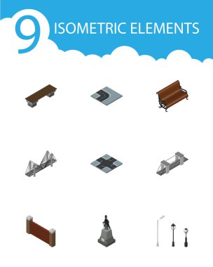 İzometrik şehir bariyer, Otoban, kavşak ve diğer vektör nesneleri kümesi. Ayrıca kavşak, anıt, duvar elemanları içerir.