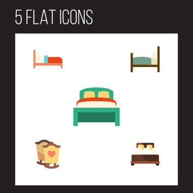 Düz yatak yatak, mobilya, beşik ve diğer vektör nesneleri kümesi. Ayrıca beşik yatak takımları, mobilya parçaları içerir.
