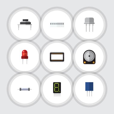 Düz elektronik Receptacle, bellek, Hdd ve diğer vektör nesneleri kümesi. Aynı zamanda direnç, Resist, Hdd unsurları içerir.