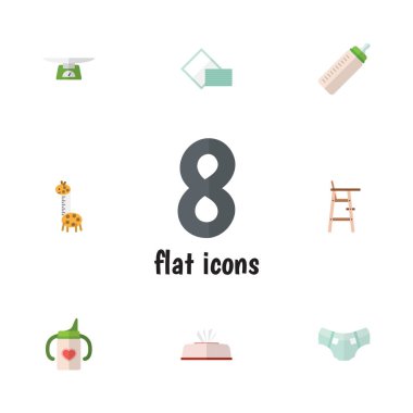 Düz çocuk bebek bezi, doku, besleyici ve diğer vektör nesneleri kümesi. Ayrıca bebek bezi, Bebek bezi, alt öğeler içerir.