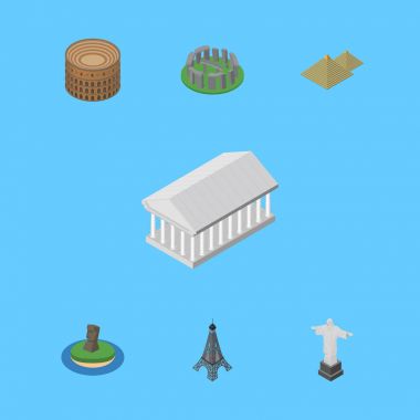 İzometrik şehirler İngiltere, Mısır, Coliseum vektör nesnelerini ayarlayın. Ayrıca Paris, cazibe, Mısır öğeleri içerir.