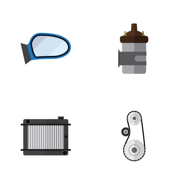 Плоский авто набір нагрівач, авто компонент, поглинача та інші векторні об'єкти. Також включає нагрівач, радіатора, елементи Cambelt. — стоковий вектор