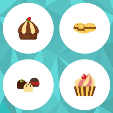 Düz pasta Sweetmeat, pasta, Cupcake ve diğer vektör nesnelerini ayarlayın. Ayrıca pasta, tatlı, Muffin öğeleri içerir.