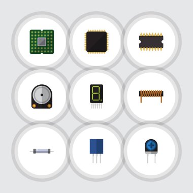 Düz elektronik görüntü, bobin, dönüştürücü ve diğer vektör nesneleri kümesi. Ayrıca mikroişlemci, direnç, birim öğeleri içerir.