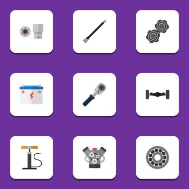 Düz otomatik boru hattı, Ratchet, süspansiyon ve diğer vektör nesneleri kümesi. Ayrıca Motor, top, motoru unsurları içerir.