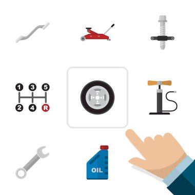 Düz hizmet Spanner taşıma, benzin ve diğer vektör nesneleri kümesi. Ayrıca pompalama, bidon, blok öğeleri içerir.