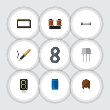 Düz cihaz bobin bakır, direnç, ana bilgisayarlara ve diğer vektör nesneleri kümesi. Aynı zamanda direnç, transistör, Fiildistor öğeleri içerir.