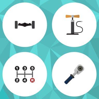 Düz atölye süspansiyon, Ratchet, çarkı pompa ve diğer vektör nesneleri kümesi. Ayrıca el ile ortak, küresel unsurları içerir.