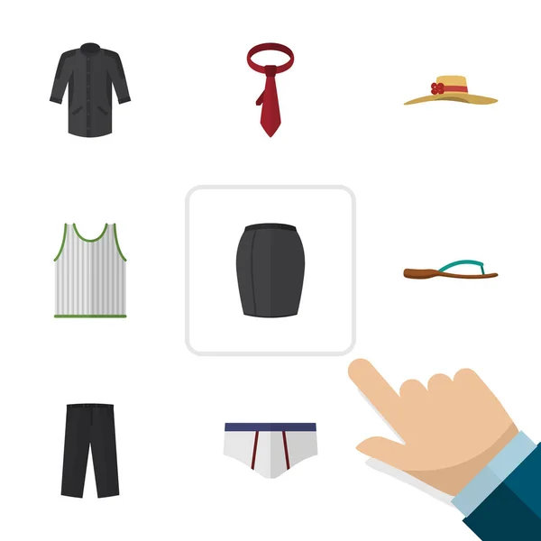 Плоская одежда Набор униформы, Cravat, Singlet и другие векторные объекты. Также включает в себя флоп, униформу, ноги слонов . — стоковый вектор