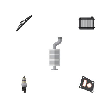 Ön cam, yedek parça, susturucu ve diğer vektör nesnelerini düz bileşen kümesi. Ayrıca tak, ısıtıcı, susturucu öğeleri içerir.