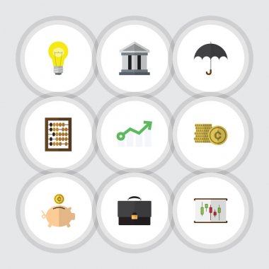 Düz kazanç portföyü, büyüme, Bubl ve diğer vektör nesneleri kümesi. Ayrıca bina, Beach, grafik öğelerini içerir.