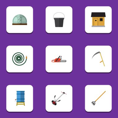 Demir testeresi, aracı, kesici ve diğer vektör nesnelerini düz kümesi. Ayrıca otlak, su, hortum unsurları içerir.