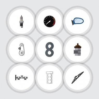 Düz bileşen seti milleri, ambalaj ve diğer vektör nesneleri Tachometr çelikler. Ayrıca ambalaj, ayna, kıvılcım unsurları içerir.