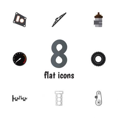 Düz otomatik conta, tekerlek, Tachometr ve diğer vektör nesneleri kümesi. Ayrıca hız göstergesi, sürücü, kemer unsurları içerir.