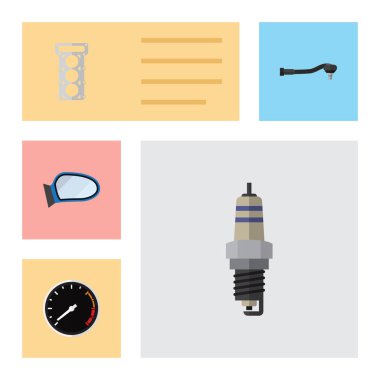 Otomatik bileşen, yedek parça, ambalaj ve diğer vektör nesnelerini düz bileşen kümesi. Conta, küresel, ayna öğeleri de içerir.