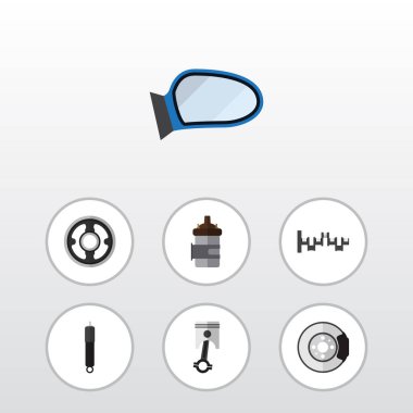 Metal, Conrod, emici ve diğer vektör nesnelerini düz bileşen kümesi. Ayrıca Disk, kanat, krank mili öğeleri içerir.