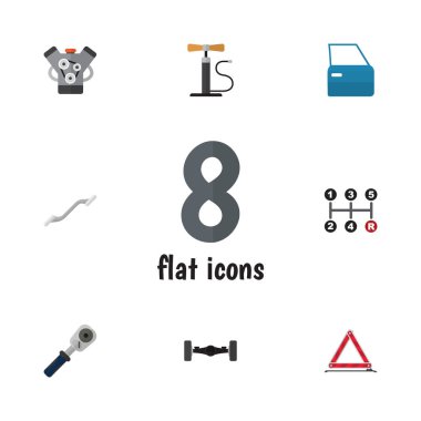 Coupler, çarkı pompa, süspansiyon ve diğer vektör nesnelerini düz Servisi kümesi. Ayrıca ortak, otomobil, araba öğeleri içerir.