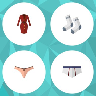 Düz giysi ayak Tekstil, çamaşır grupları, iç çamaşırı ve diğer vektör nesneleri kümesi. Ayrıca bilgiler, iç çamaşırı, ayak unsurları içerir.