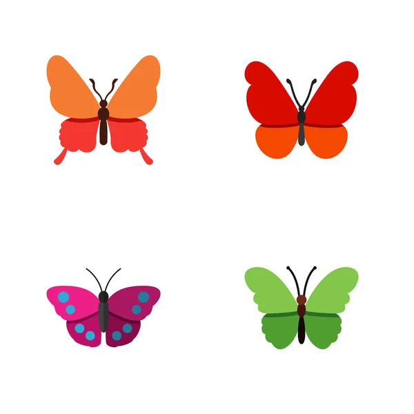 Flat Moth Set Of Archippus, Milkweed, Monarch And Other Vector Objects. Also Includes Butterfly, Milkweed, Moth Elements. — Stock Vector