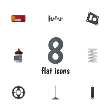 Düz otomatik far, emici, çelikler milleri ve diğer vektör nesneleri kümesi. Ayrıca conta, dişli, motor unsurları içerir.