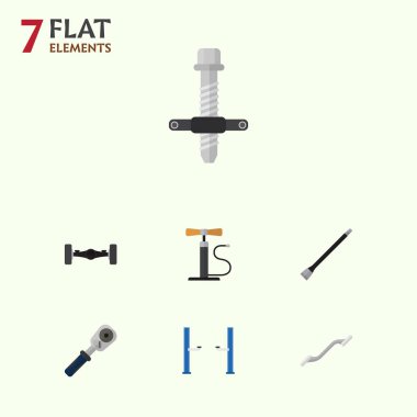 Ratchet, boru hattı, çarkı pompa ve diğer vektör nesnelerini düz Servisi kümesi. Ayrıca öğeleri kaldırma otomobil, eksen, içerir.