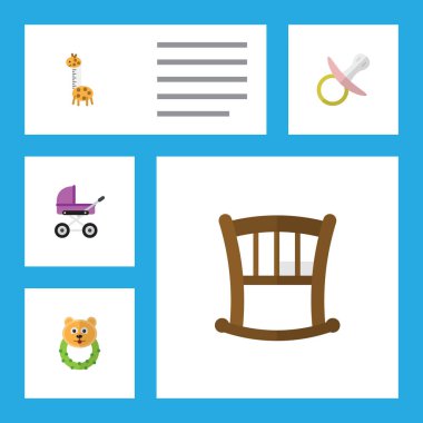 Düz çocuk Rattle, meme, bebek arabası ve diğer vektör nesneleri kümesi. Ayrıca Rattle, puf, Bebek öğeleri içerir.