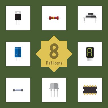Düz cihaz mikroişlemci, transistör, direnç ve diğer vektör nesneleri kümesi. Ayrıca içerir hesaplamak, direnç, alıcı öğeleri.
