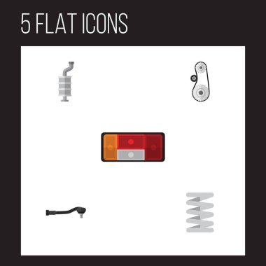 Düz otomatik Cambelt, teknoloji, susturucu ve diğer vektör nesneleri kümesi. Ayrıca kemer, susturucu, Cambelt öğeler içerir.