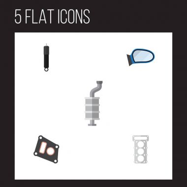 Düz otomatik otomatik bileşen, ambalaj, conta ve diğer vektör nesneleri kümesi. Ayrıca conta, ayna, yanma unsurları içerir.