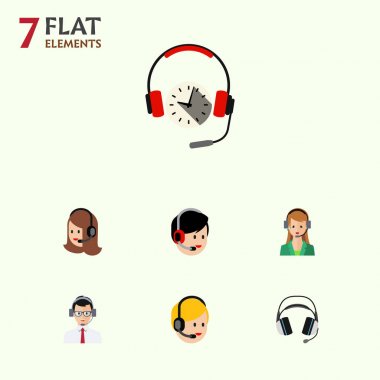 Düz Telemarketing operatör, hizmet, çağrı merkezi ve diğer vektör nesneleri ayarlayın. Ayrıca arama, telefon hattı, Sekreter unsurları içerir.