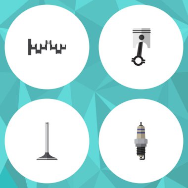 Düz oto yedek parça, çelikler milleri, araba Segment ve diğer vektör nesneleri kümesi. Ayrıca yanma, çelik, krank mili öğeleri içerir.