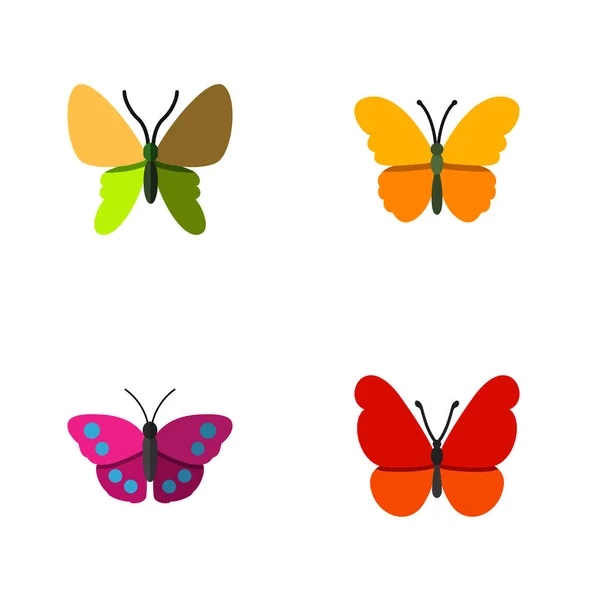 Conjunto plano de monarca de monarca, mosca de belleza, archipo y otros objetos vectoriales. También incluye Archipo, Mariposa, Elementos Monarca . — Vector de stock