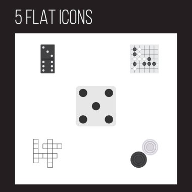 Damalı düz simge oyun seti Bones oyun, Gomoku ve diğer vektör nesnelerine. Bones, kumar kare öğeleri de içerir.