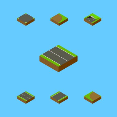 İzometrik yol kavşak, döndürme, tek taraflı ve diğer vektör nesnelerini ayarlayın. Ayrıca metro, uçak, şerit öğeleri içerir.