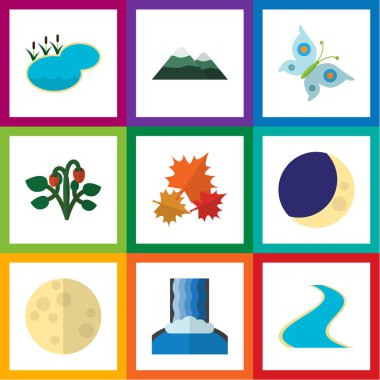 Düz simgesi Bio kümesi ay, Berry, tepe ve diğer vektör nesneleri. Ayrıca Berry, yaprak, gece yarısı öğeleri içerir.