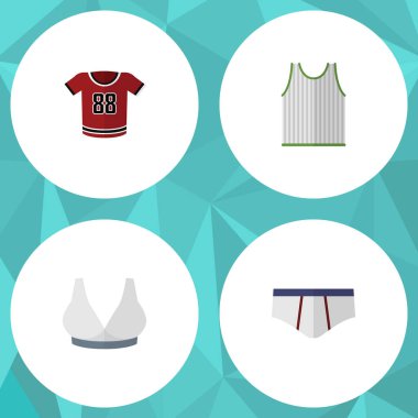 Düz simgesi elbise Brasserie, Singlet, çamaşır grupları ve diğer vektör nesneleri kümesi. Aynı zamanda meme, külot, Tekdüzen öğeleri içerir.