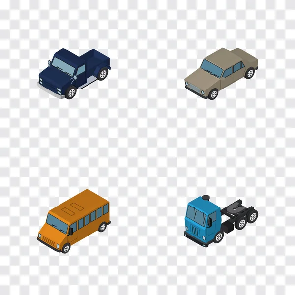 Conjunto de automóveis isométricos de Suv, Auto, Caminhão e outros objetos vetoriais. Também inclui caminhões, ônibus, auto elementos . — Vetor de Stock