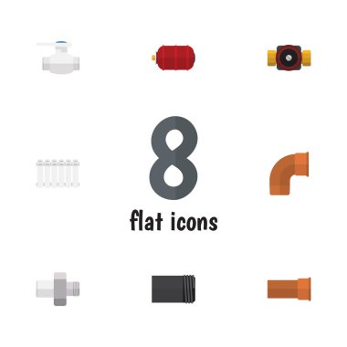 Flanş, konteyner, döküm ve diğer vektör nesnelerini düz simgesi sıhhi kümesi. Ayrıca demir, Tank, sanayi öğeleri içerir.