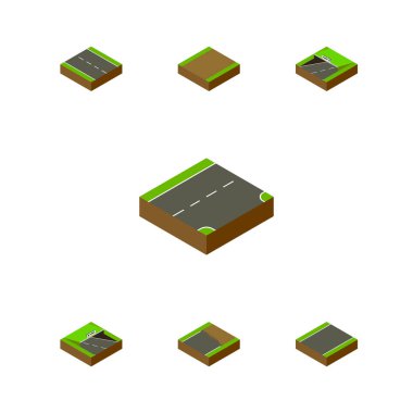 İzometrik yol, tek taraflı, aşağı bitmemiş ayarla ve diğer vektör nesneleri. Ayrıca Lane öğeleri yolda içerir.