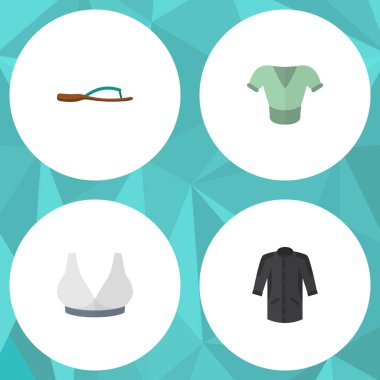 Düz simge kıyafet seti Brasserie, Casual, üniforma ve diğer vektör nesneleri. Ayrıca giysileri, Flop, spor öğeleri içerir.