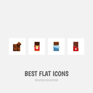 Bitter, çikolata, kakao ve diğer vektör nesnelerini düz simgesi tatlı kümesi. Ayrıca öğeleri şeklinde kakao, kutusu, içerir.