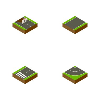 İzometrik yolu ayarla tek taraflı, Footpassenger, yol ve diğer vektör nesneleri. Ayrıca tek taraflı içerir, onarır, yapı elemanları.