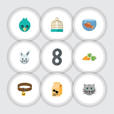 Beslenme kutusu, kuş hapishane, Fishbowl ve diğer vektör nesnelerini düz simgesi hayvan kümesi. Ayrıca köpek, kanat, yaka unsurları içerir.