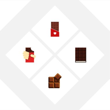 Kakao, çikolata, tatlı ve diğer vektör nesnelerini düz simgesi acı kümesi. Aynı zamanda lezzetli, çikolata, tatlı öğeleri içerir.