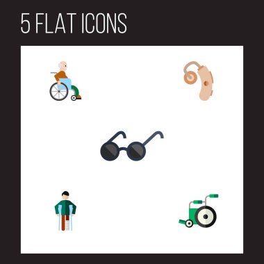 Düz simgesi özürlü gözlükler, ekipman, Odyoloji ve diğer vektör nesnelerini ayarlayın. Ayrıca devre dışı, gözlük, özürlü öğeleri içerir.