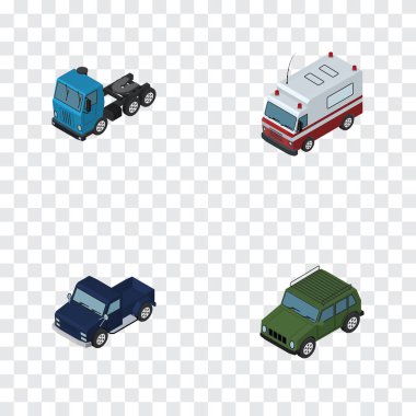 Zırhlı Suv, kamyon ve diğer vektör nesneleri izometrik otomobil kümesi. Ayrıca kamyon, kamyon, Motor öğeleri içerir.